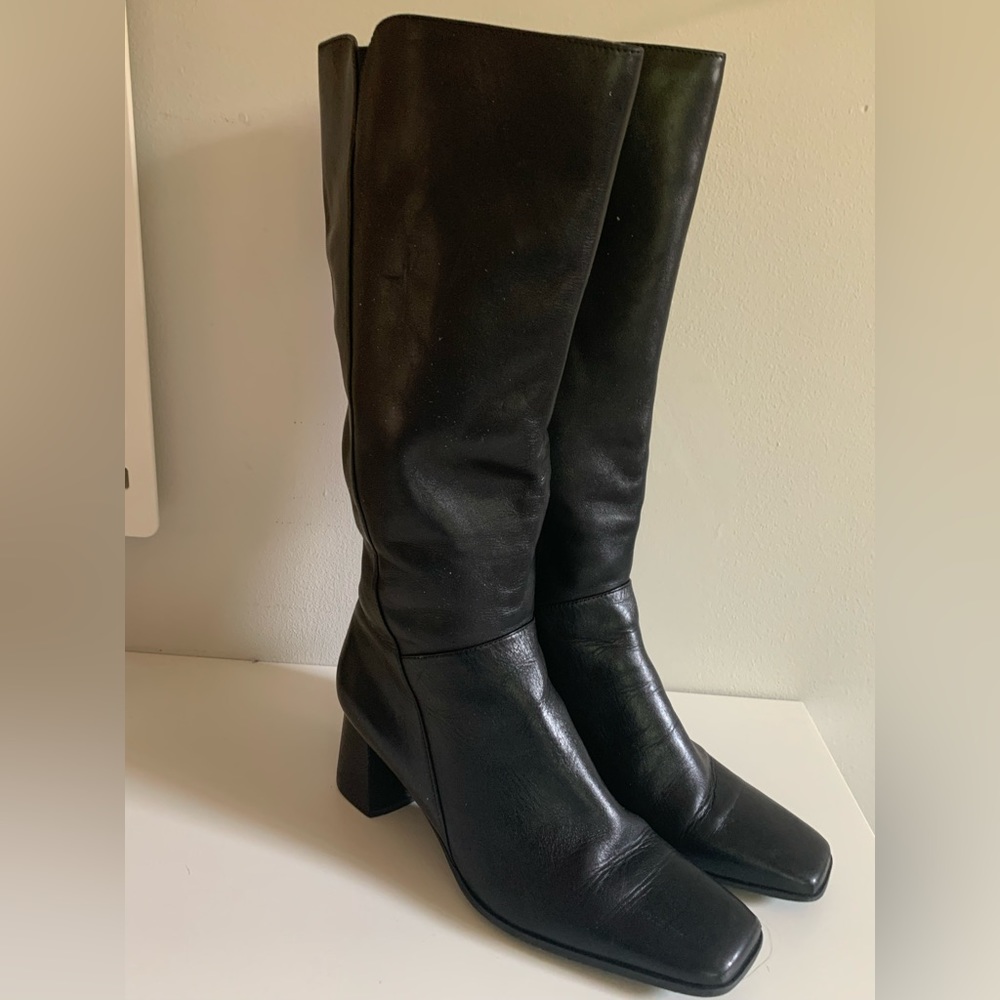 Black Heeled Leather Boots
